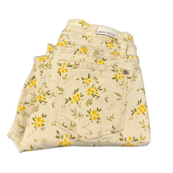 Judy Blue Denim - Judy Blue Jeans Womens 7 / 28 Skinny Fit Denim Golden Meadow‎ Floral 26" Inseam